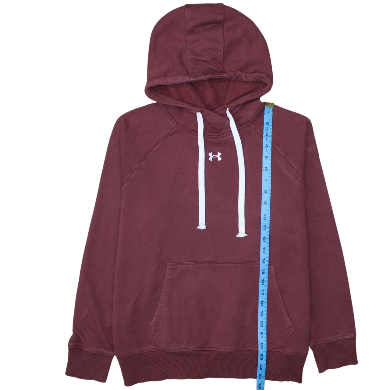 Under Armour Womens Burgundy Pullover Hoodie Size L Loose Fit Cotton Blend