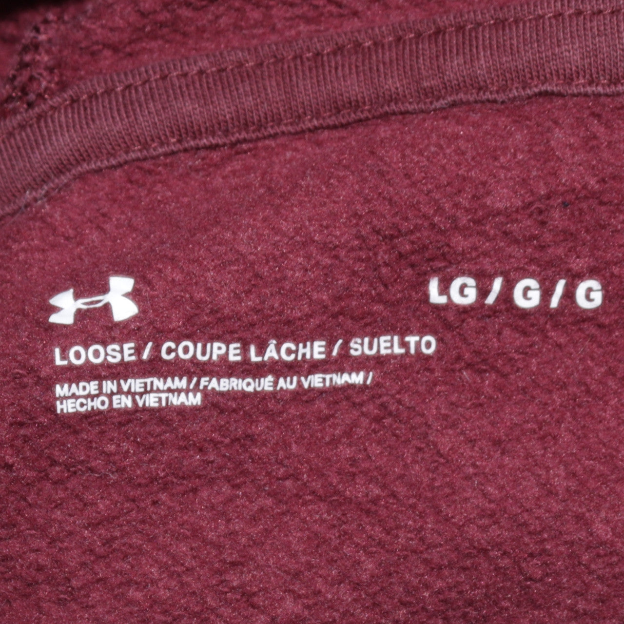 Under Armour Womens Burgundy Pullover Hoodie Size L Loose Fit Cotton Blend