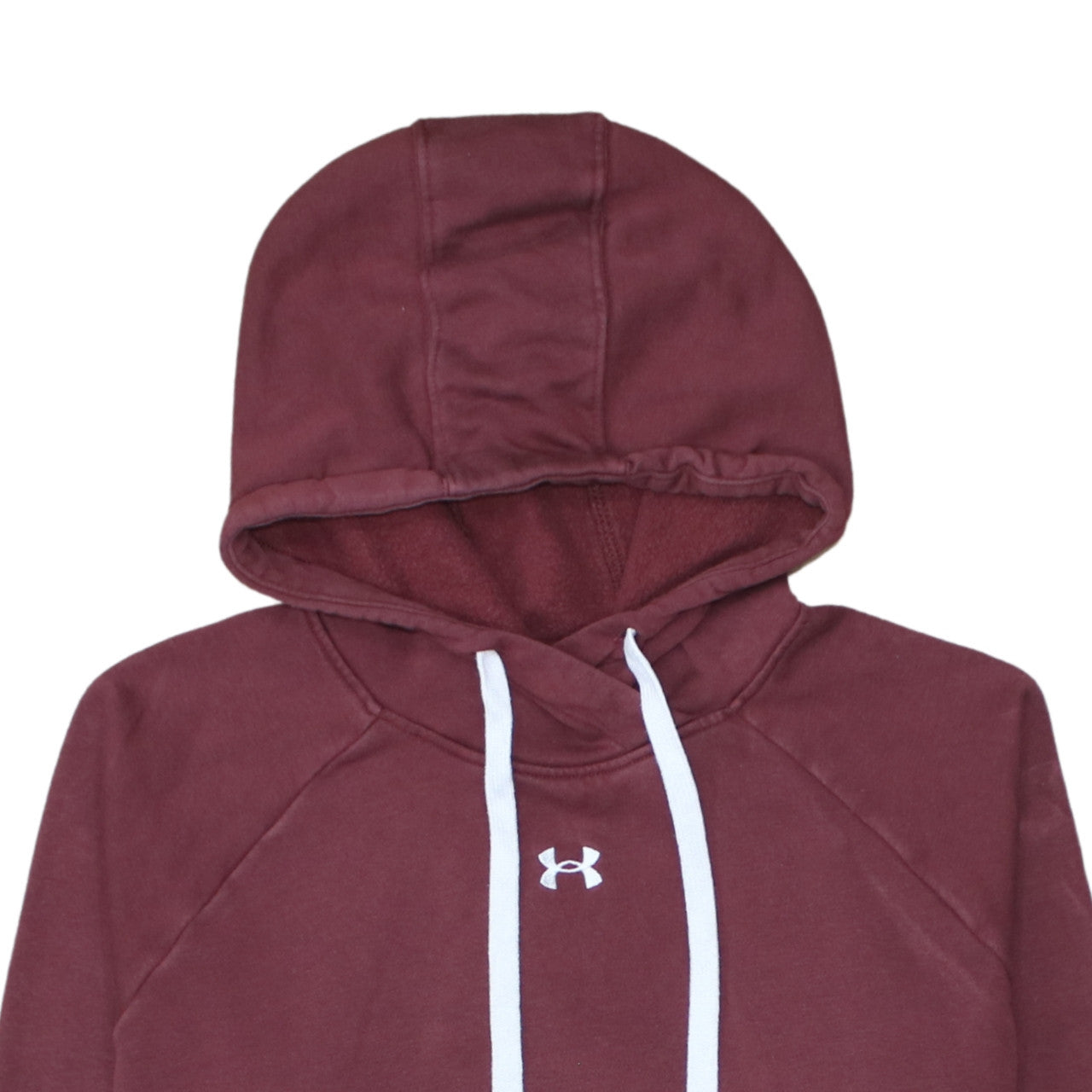Under Armour Womens Burgundy Pullover Hoodie Size L Loose Fit Cotton Blend