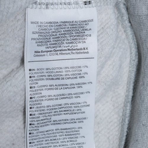 Nike Men's Grey Pullover Hoodie S Regular Fit Logo Fleece