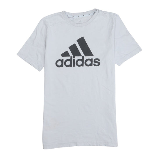 Adidas Boys White Logo T-Shirt 15-16 Years Short Sleeve Cotton Top