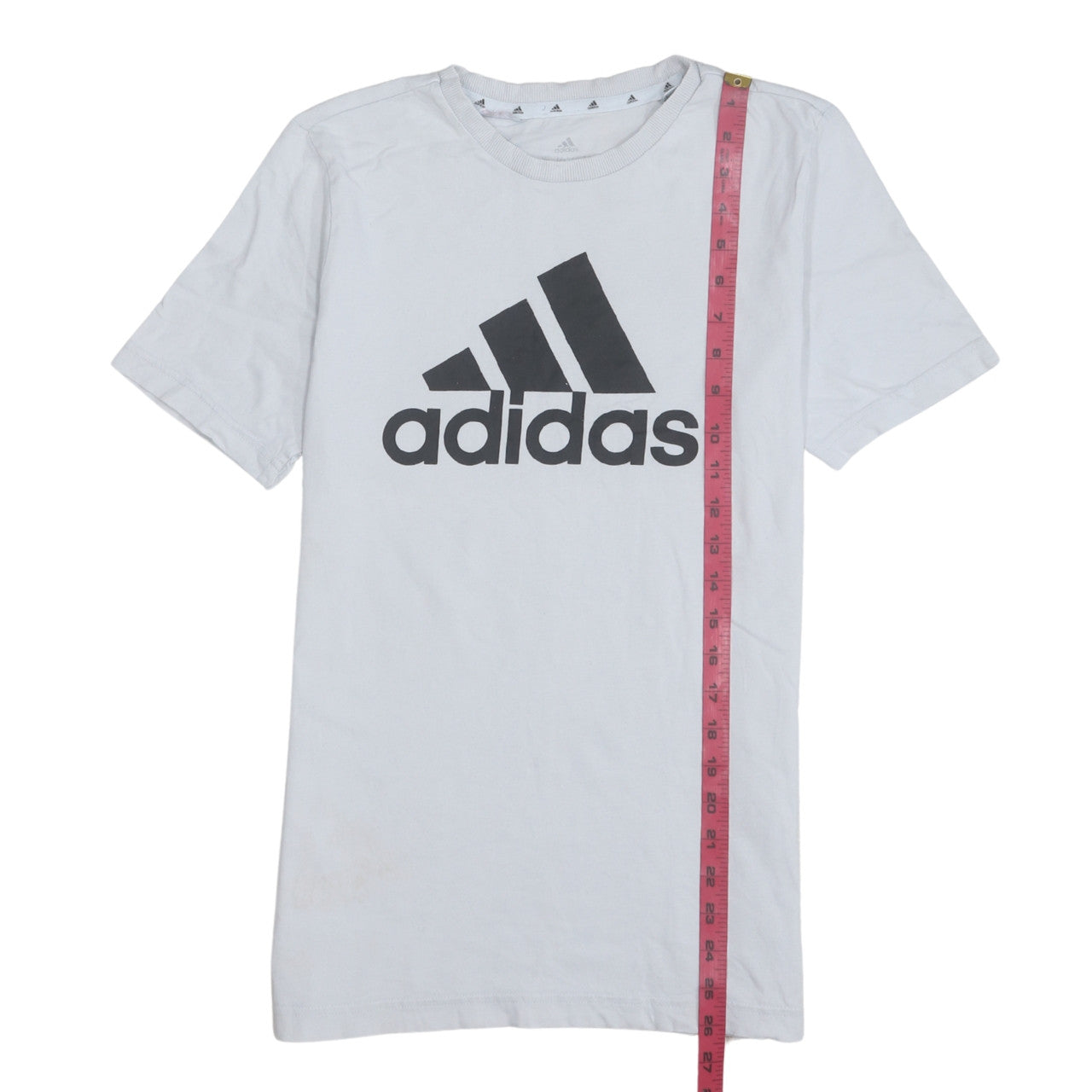 Adidas Boys White Logo T-Shirt 15-16 Years Short Sleeve Cotton Top