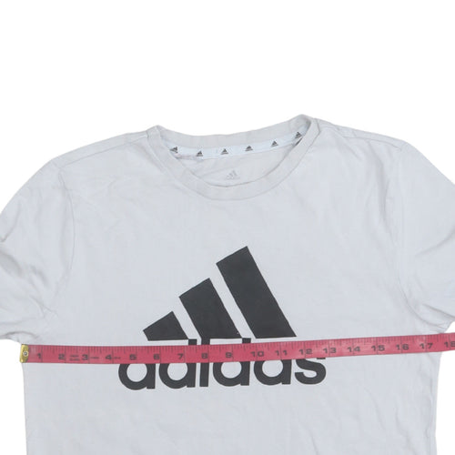 Adidas Boys White Logo T-Shirt 15-16 Years Short Sleeve Cotton Top