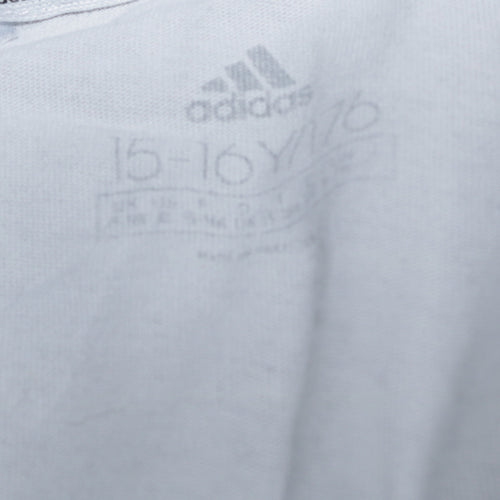 Adidas Boys White Logo T-Shirt 15-16 Years Short Sleeve Cotton Top