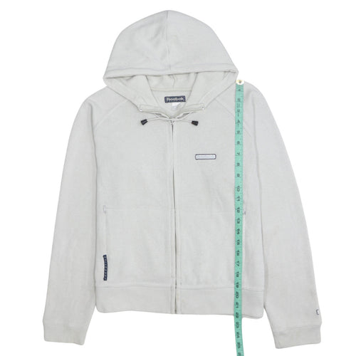 Reebok Womens White Full Zip Hoodie Size L Cotton Blend Casual