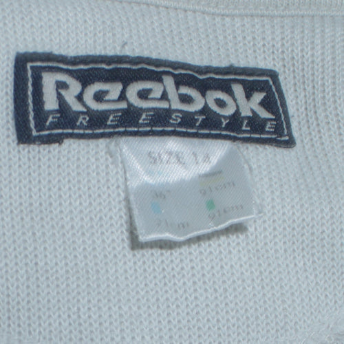 Reebok Womens White Full Zip Hoodie Size L Cotton Blend Casual