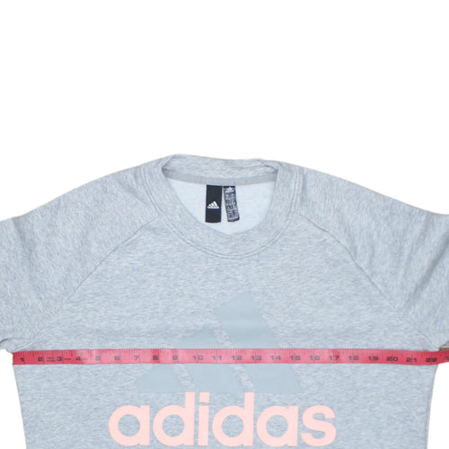 Adidas Womens Grey Logo Sweatshirt XL 20-22 Crew Neck Pullover