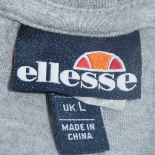 Ellesse Men’s Grey Logo Graphic T-Shirt Size L Short Sleeve Cotton