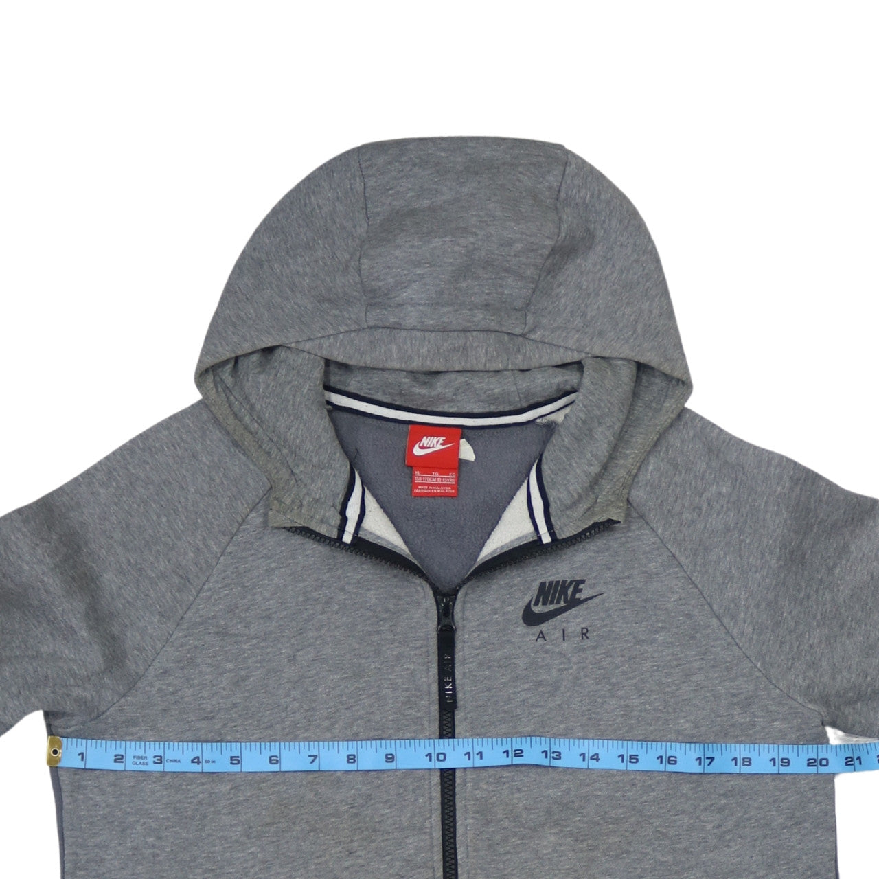 Nike Boys Grey Full Zip Hoodie Sweatshirt 13-15 Years Gym Air Logo