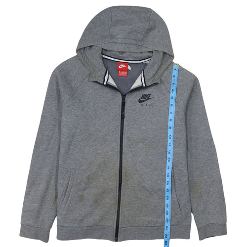 Nike Boys Grey Full Zip Hoodie Sweatshirt 13-15 Years Gym Air Logo