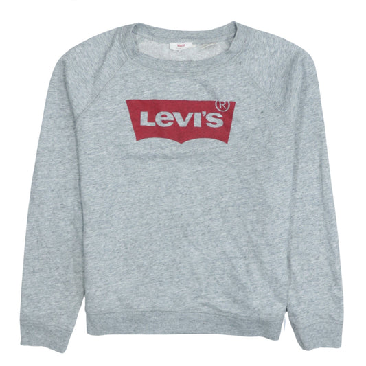 Levi's Women Grey Crew Neck Logo Sweatshirt Size M