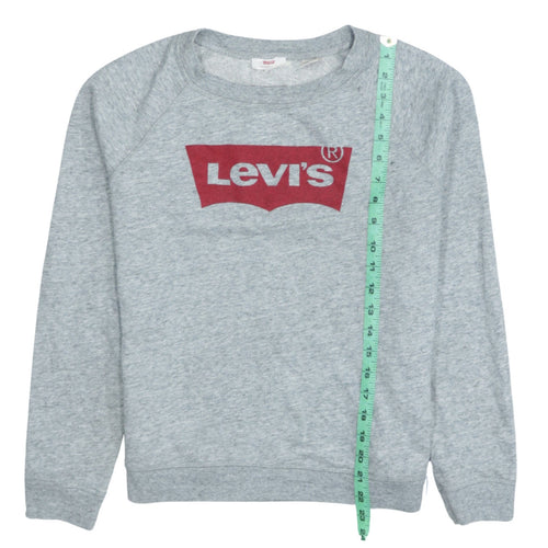 Levi's Women Grey Crew Neck Logo Sweatshirt Size M