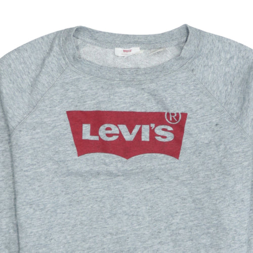 Levi's Women Grey Crew Neck Logo Sweatshirt Size M