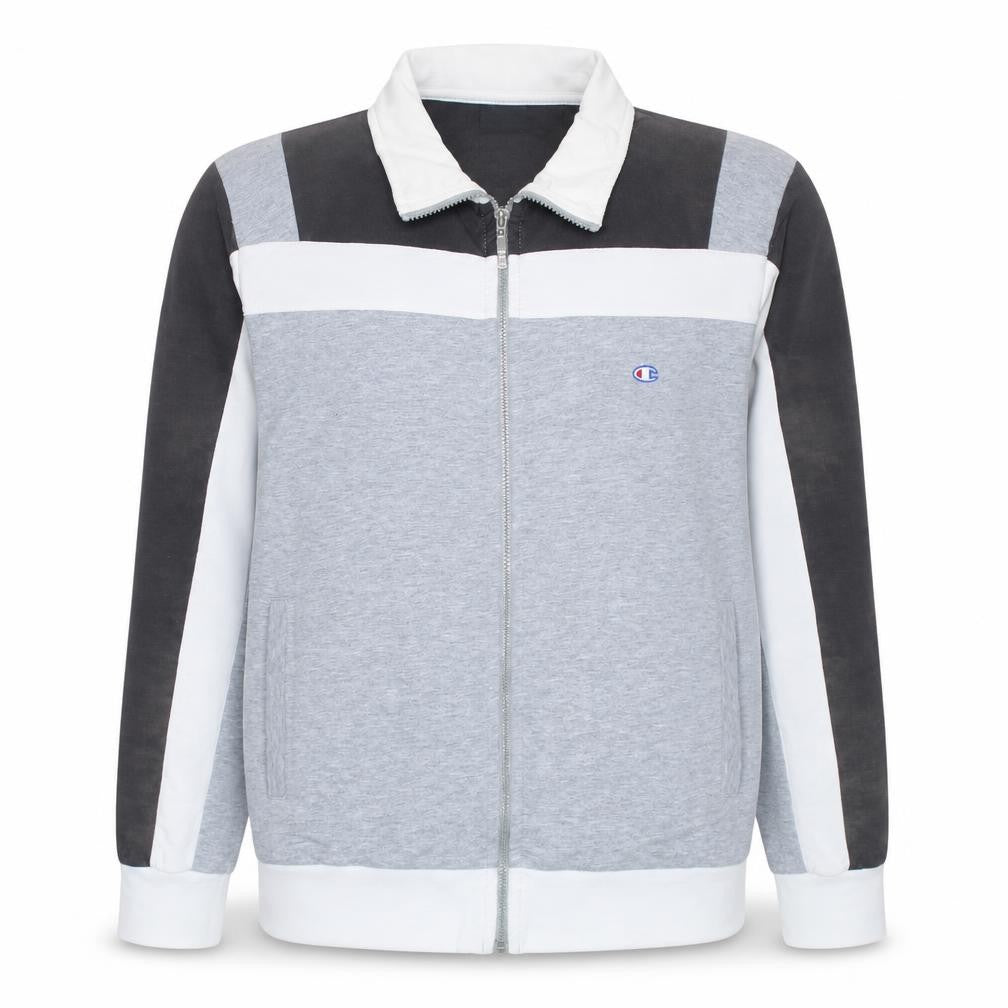 Front view of Champion Men's Grey Colourblock Track Jacket, size L, Full Zip
