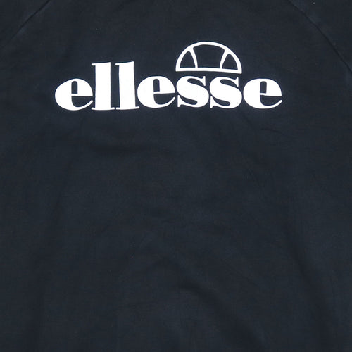 Ellesse Women Black Colourblock Logo Sweatshirt UK 12 Crew Neck