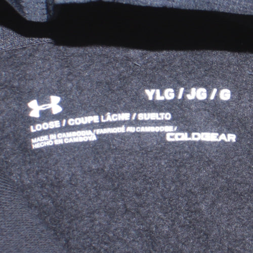 Under Armour Boys Black L Pullover Fleece Hoodie ColdGear Sportswear