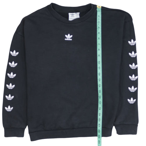 Adidas Women Black Crew Neck Sweatshirt XS Cotton Logo Long Sleeve