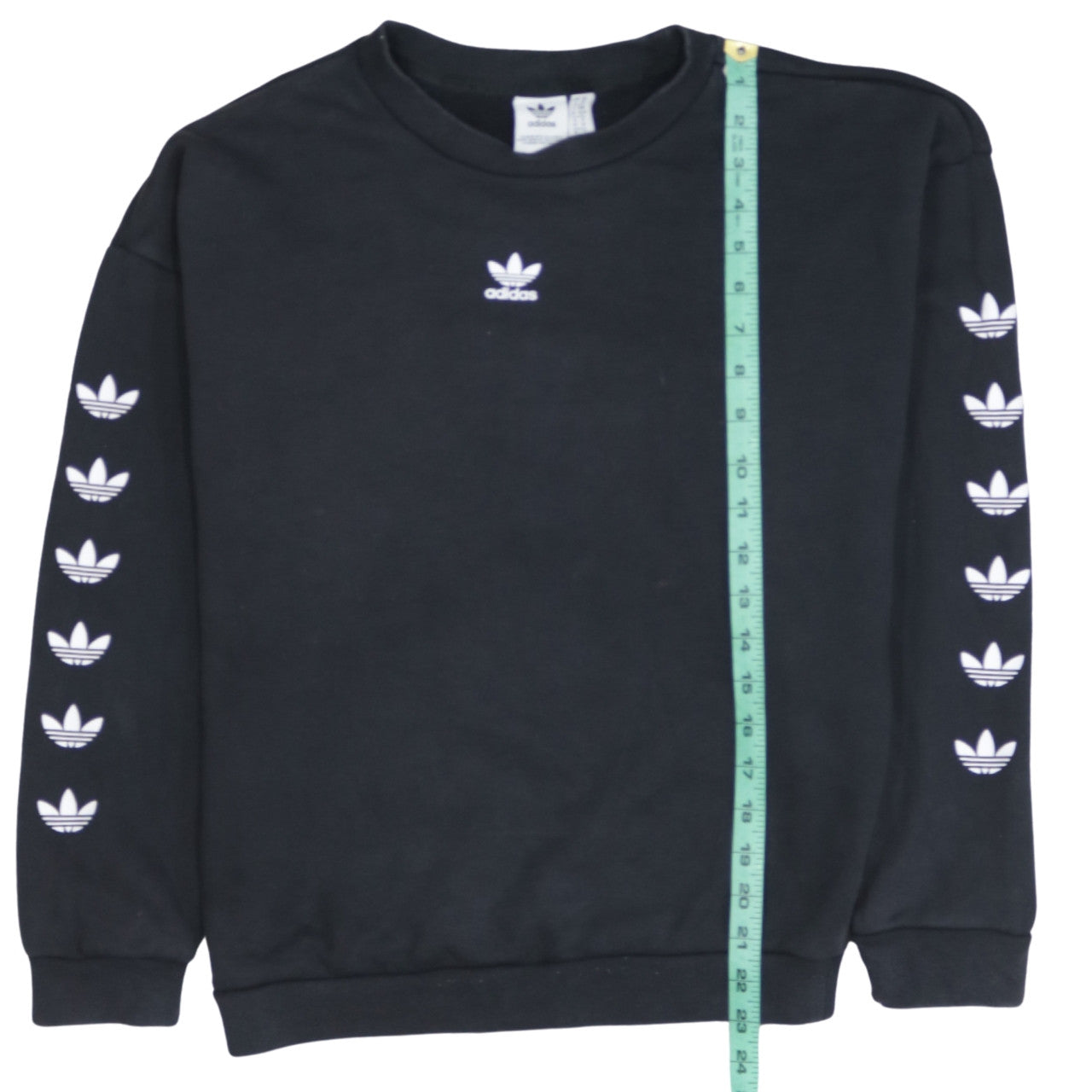 Adidas Women Black Crew Neck Sweatshirt XS Cotton Logo Long Sleeve