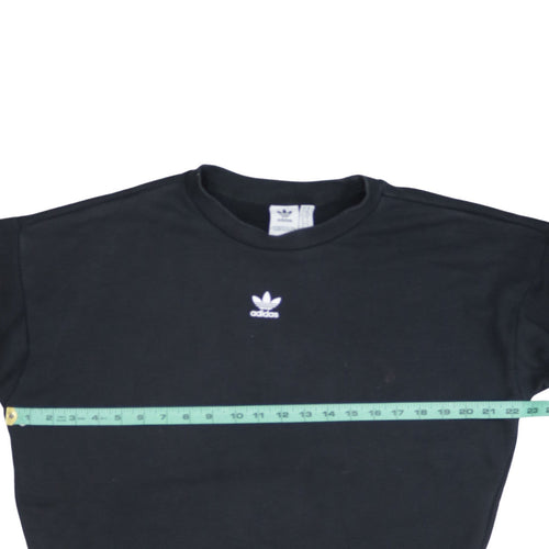 Adidas Women Black Crew Neck Sweatshirt XS Cotton Logo Long Sleeve