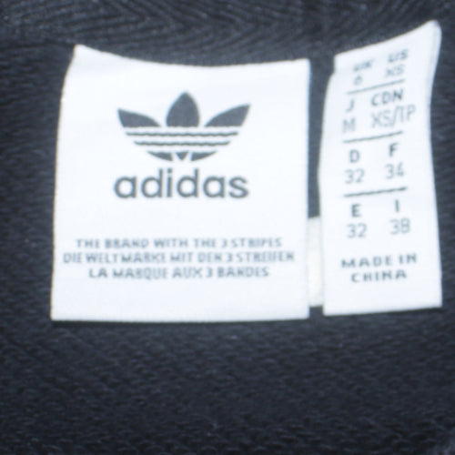 Adidas Women Black Crew Neck Sweatshirt XS Cotton Logo Long Sleeve
