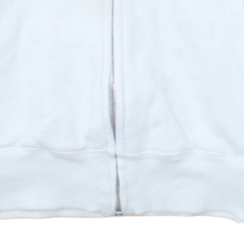 Ellesse Womens White Full Zip Hoodie UK 8 Cotton Logo Casual
