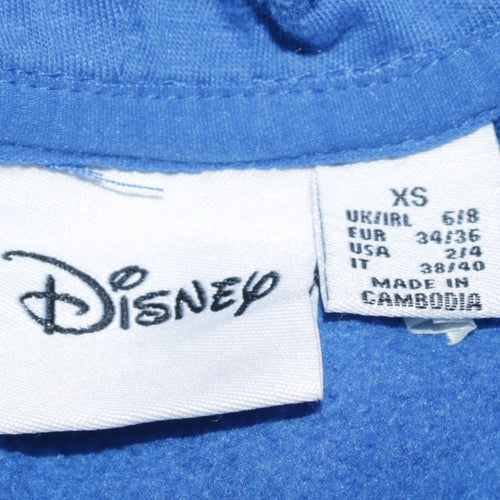 Disney Primark Women Blue XS Pullover Hoodie Stitch Graphic Cotton Blend