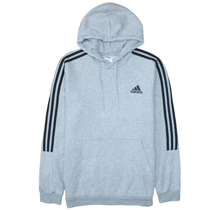 Adidas Men's Grey Pullover Hoodie Size L Sports Fleece Sweatshirt