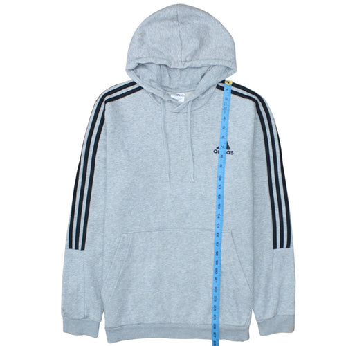 Adidas Men's Grey Pullover Hoodie Size L Sports Fleece Sweatshirt