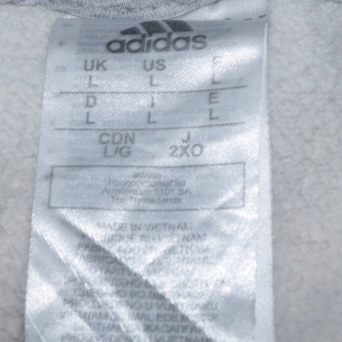 Adidas Men's Grey Pullover Hoodie Size L Sports Fleece Sweatshirt
