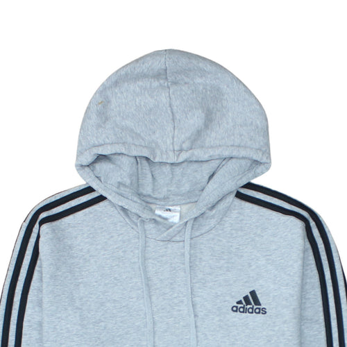 Adidas Men's Grey Pullover Hoodie Size L Sports Fleece Sweatshirt