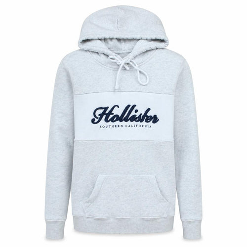 Hollister Men Grey XS Pullover Hoodie Classic Logo Fleece