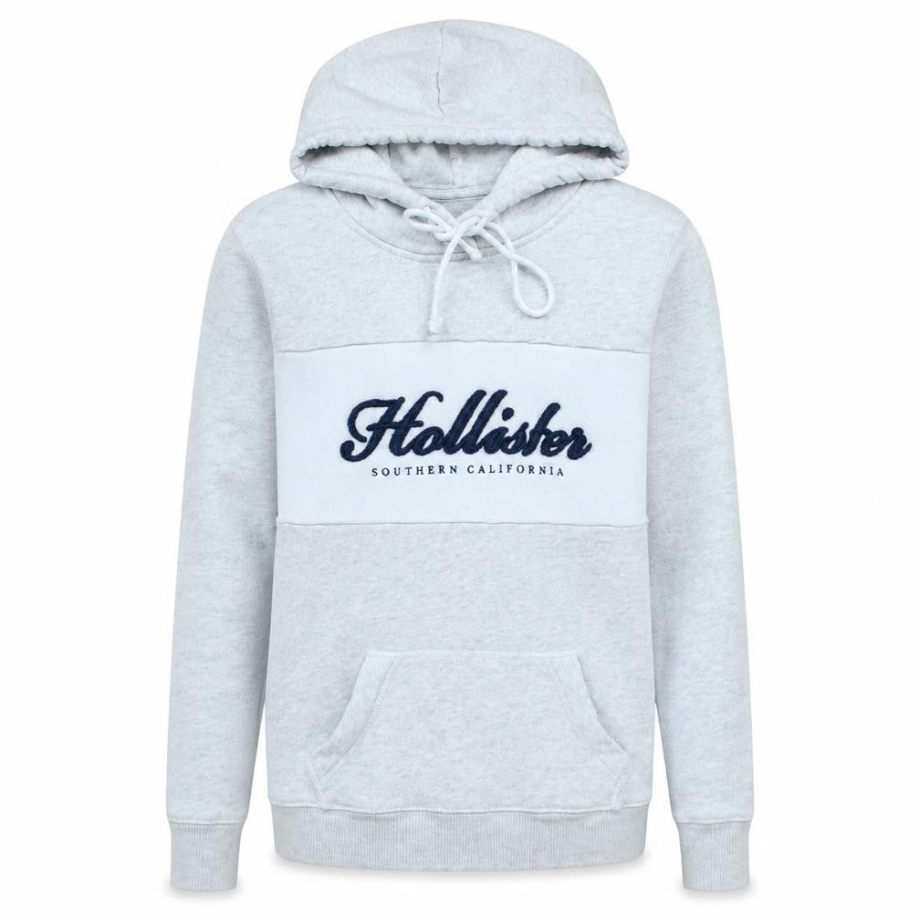Hollister Men Grey XS Pullover Hoodie Classic Logo Fleece