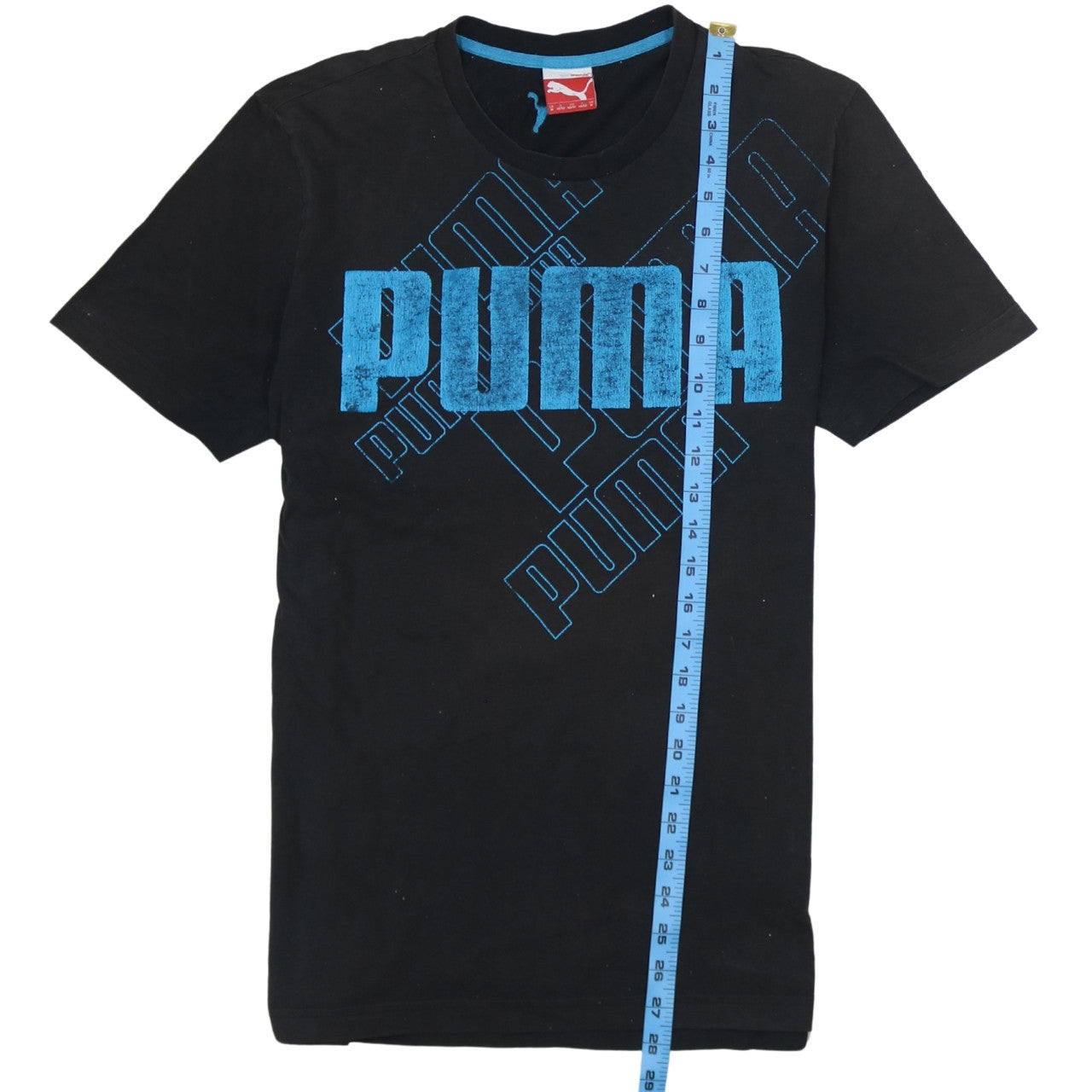 Puma Men's Black Blue Graphic Logo Cotton T-Shirt Size M