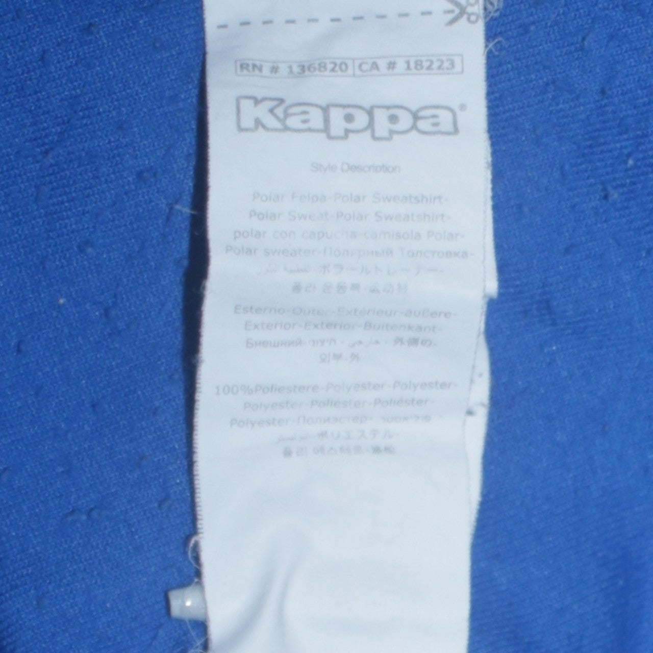 Kappa Men's Blue Fleece Full Zip Windbreaker Jacket Size L