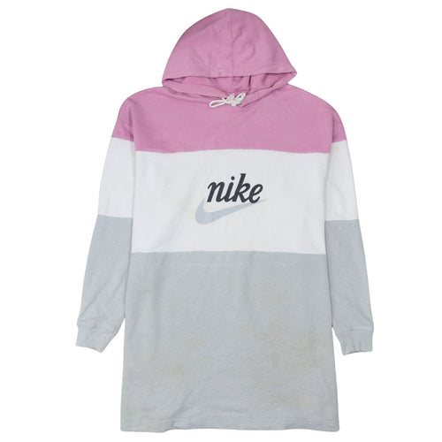 Nike Womens Pink White Grey Colourblock Hoodie Dress Size M