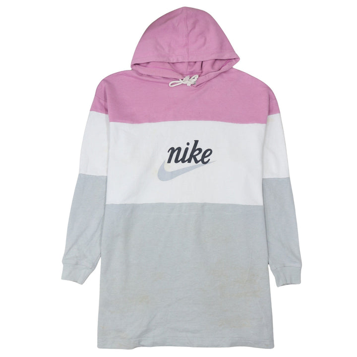 Nike Womens Pink White Grey Colourblock Hoodie Dress Size M