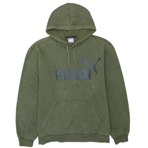 Puma Men's Green XL Pullover Hoodie with Logo & Kangaroo Pocket