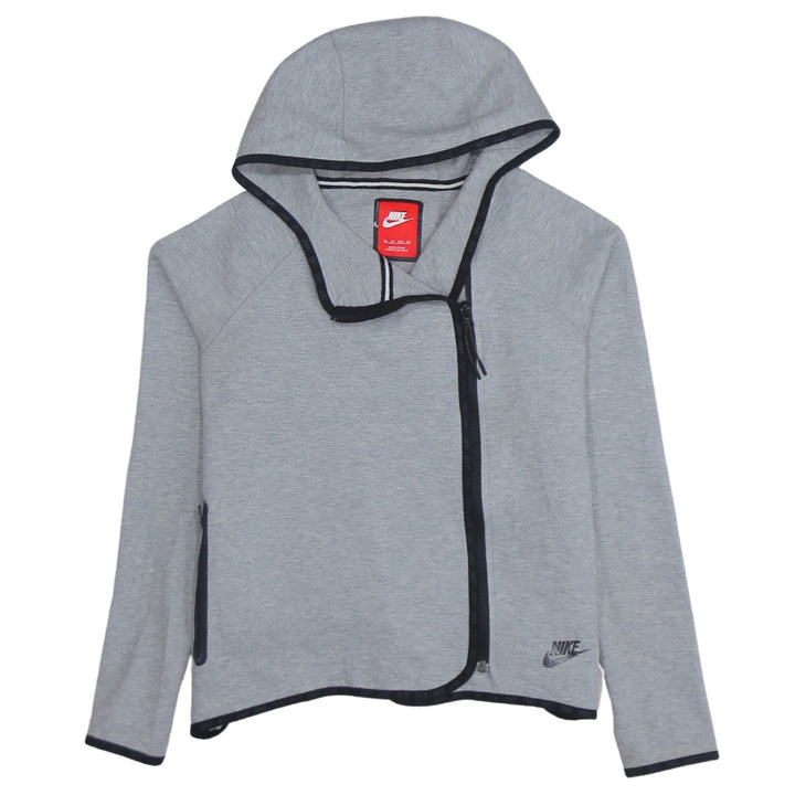 Nike Womens Grey Asymmetric Full Zip Hoodie XS Relaxed Fit
