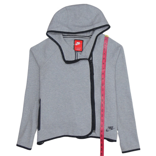 Nike Womens Grey Asymmetric Full Zip Hoodie XS Relaxed Fit