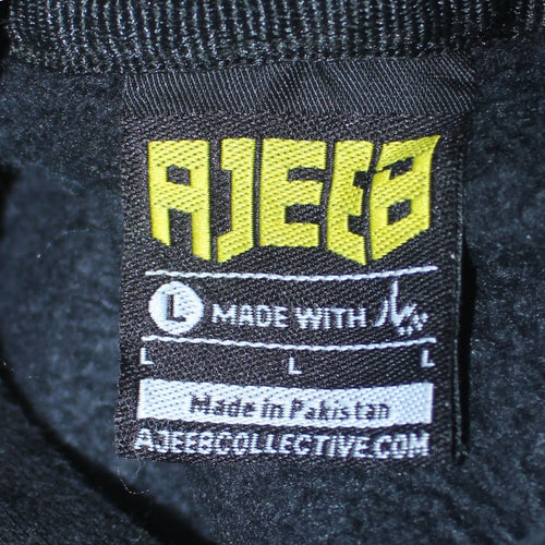 AJEEB Men’s Black Pullover Hoodie L Art Graphic Fleece Sweatshirt