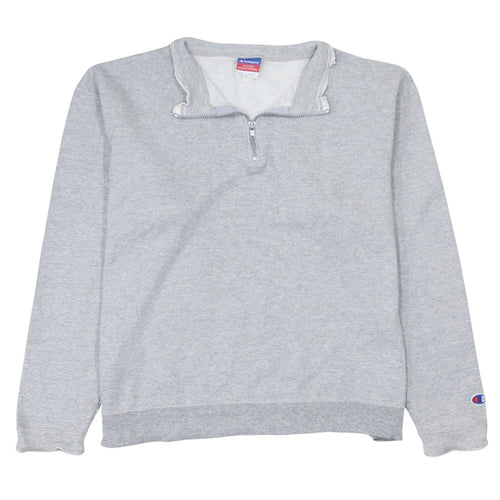 Champion Men's Grey 1/4 Zip Fleece Sweatshirt Size L