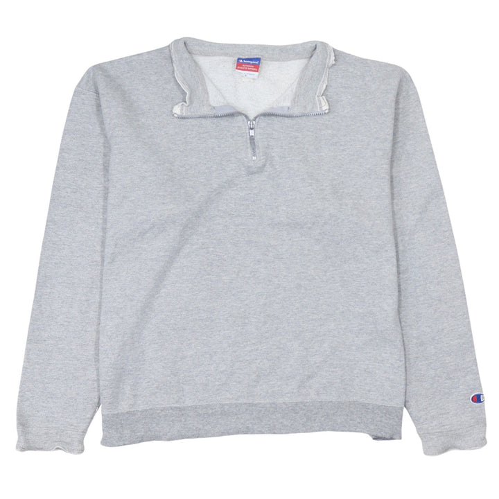 Champion Men's Grey 1/4 Zip Fleece Sweatshirt Size L