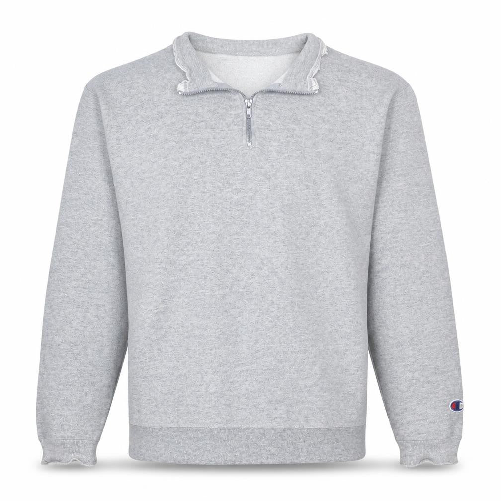 Champion Men's Grey 1/4 Zip Fleece Sweatshirt Size L