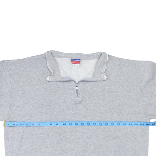 Champion Men's Grey 1/4 Zip Fleece Sweatshirt Size L