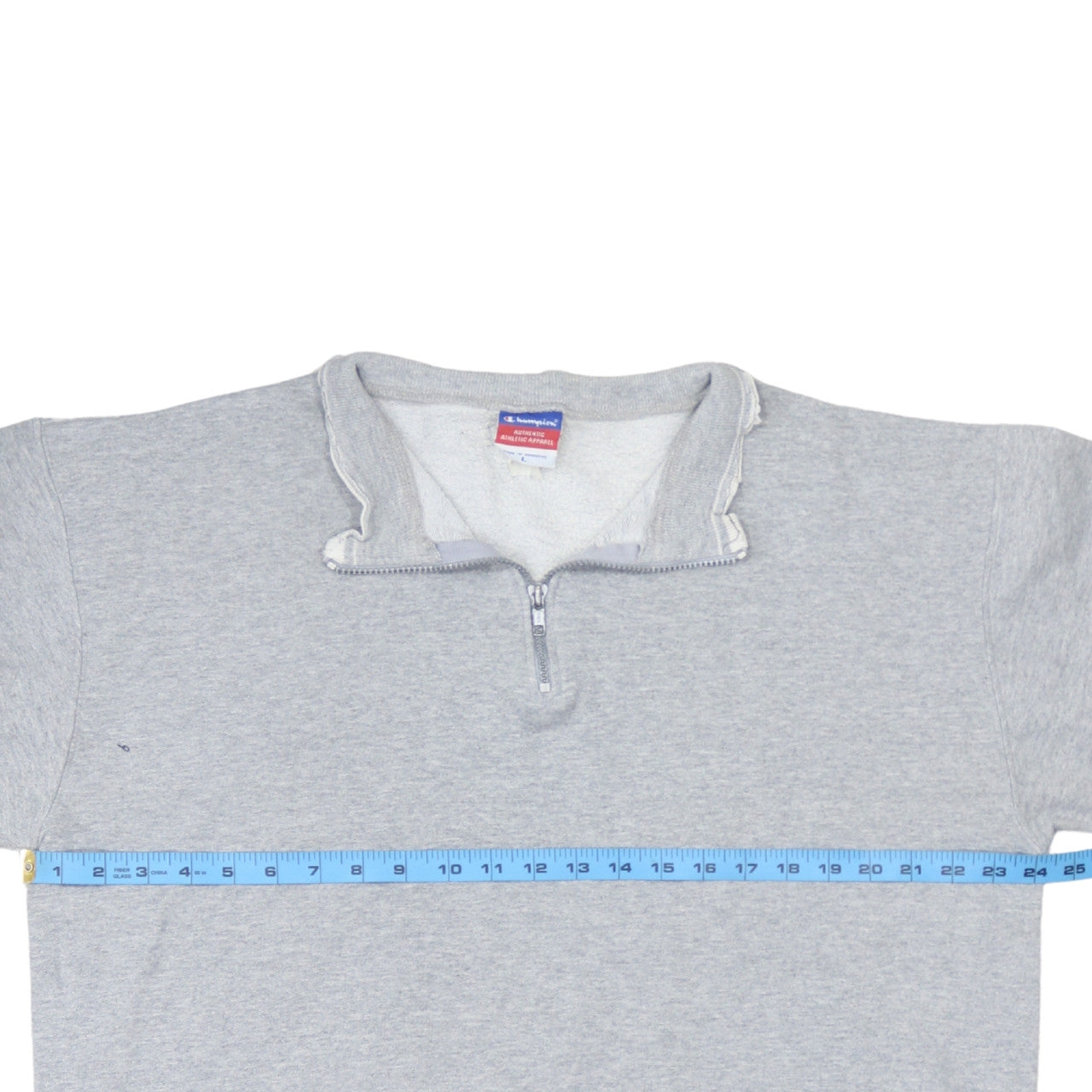 Champion Men's Grey 1/4 Zip Fleece Sweatshirt Size L
