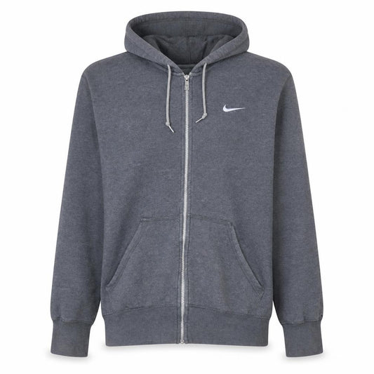 Front view of Nike Men's Grey Full Zip Hoodie L Sportswear Sweatshirt