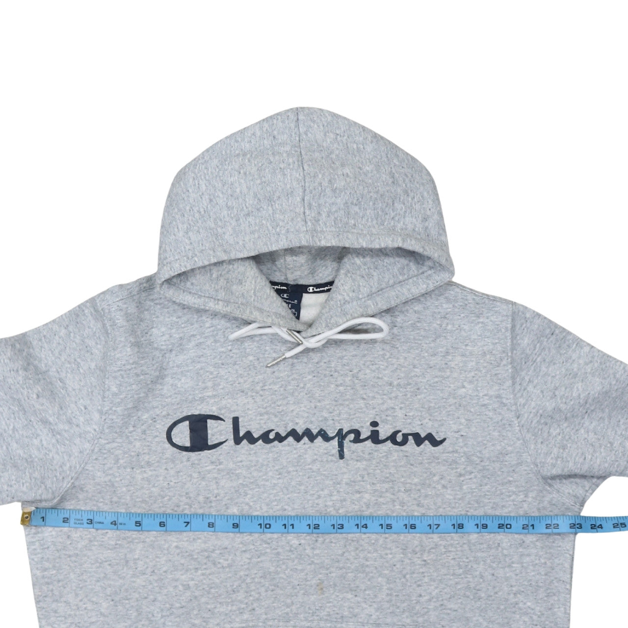Champion Men's Grey Pullover Hoodie Size L Logo Fleece Sweatshirt