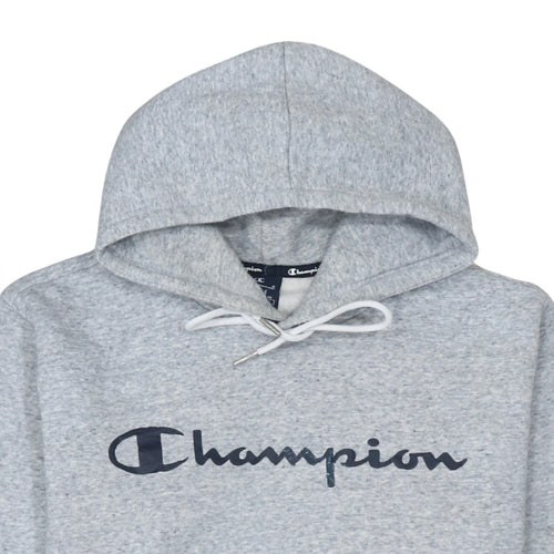 Champion Men's Grey Pullover Hoodie Size L Logo Fleece Sweatshirt