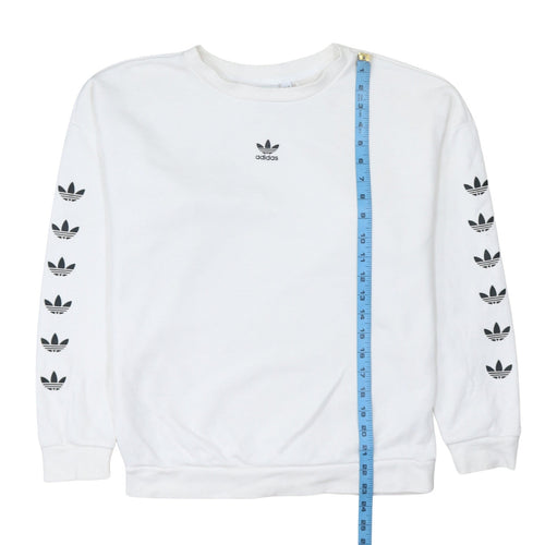 Adidas Women White Crew Neck Long Sleeve Pullover Sweatshirt Size 8