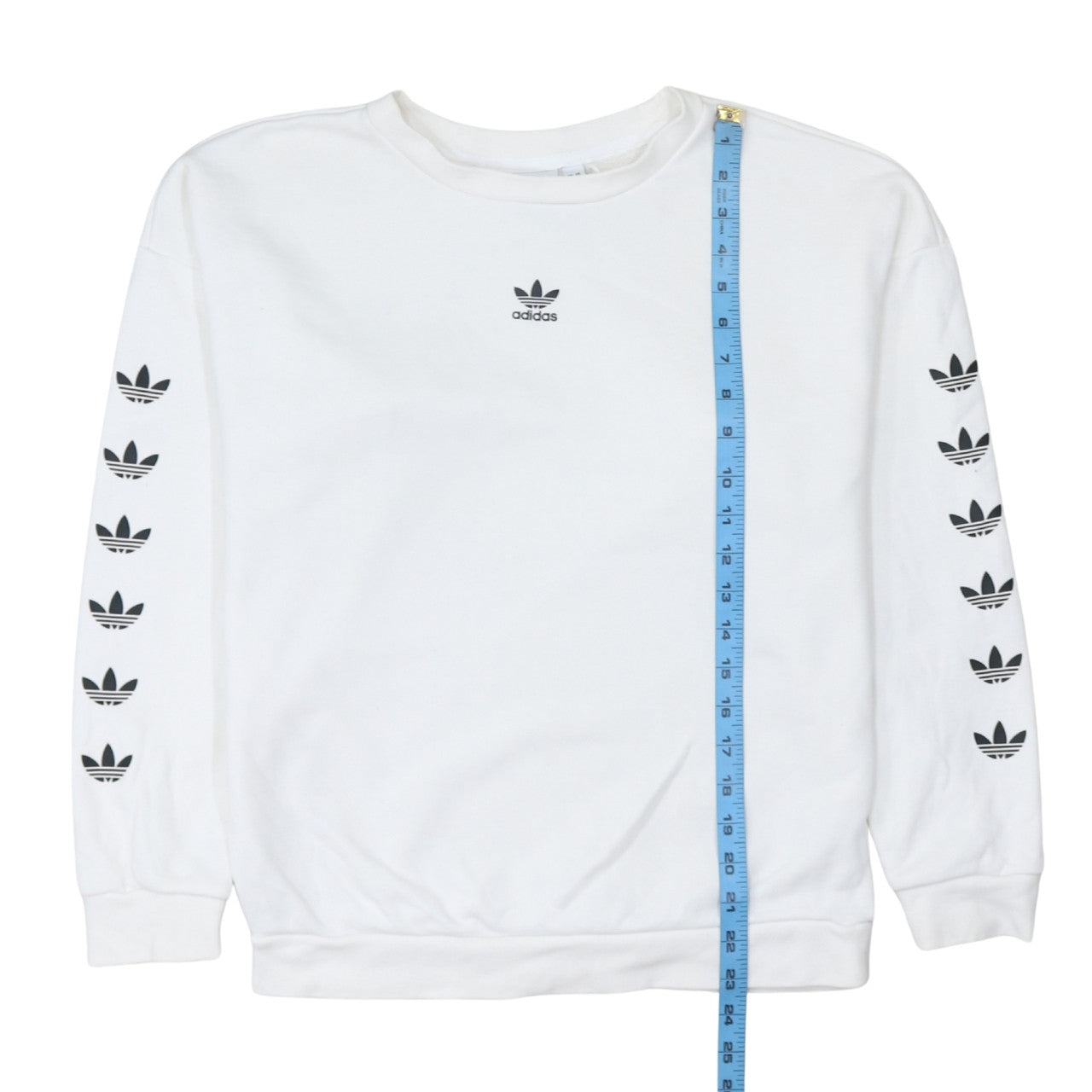 Adidas Women White Crew Neck Long Sleeve Pullover Sweatshirt Size 8